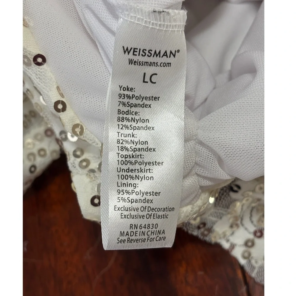 Weissman Kids Dance Costume Dress L White Gold Sequin Ballet Tutu Fairy Princess